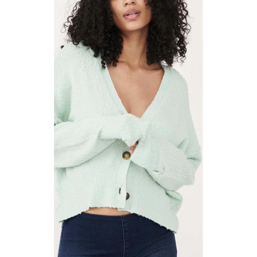 Free‎ People Found My Friend Cardigan Sweater Size Medium Mint Green